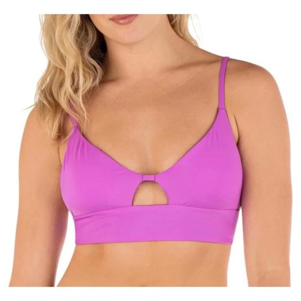 Hurley Reversible Bralette Bikini Swimsuit Top Womens Sz Med Bright Orchid
